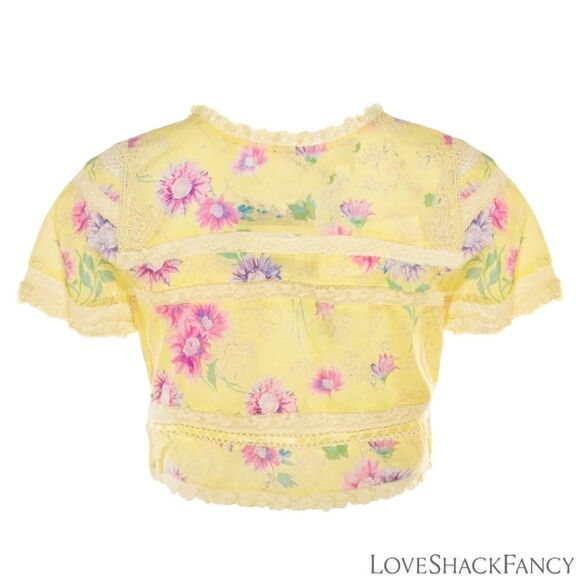 LOVESHACKFANCY **NWT** Farley Crop Top in Bright Azalea Yellow - Picture 9 of 11